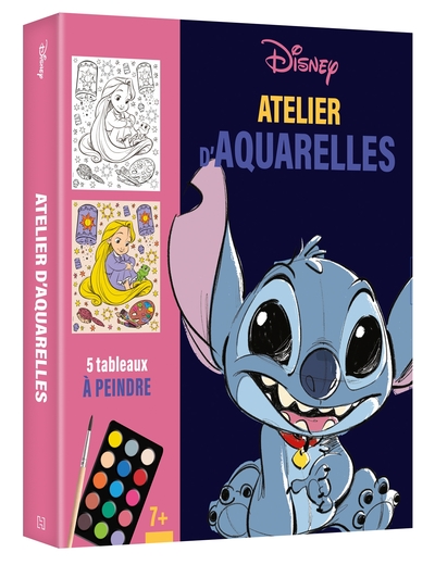 DISNEY - ATELIER D´AQUARELLE - COFFRET 5 TABLEAUX A PEINDRE - AVEC UNE PALETTE, UN PINCEAU ET TAMPON