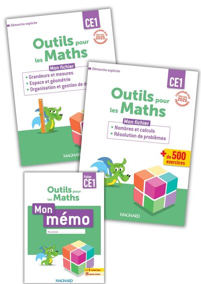 OUTILS POUR LES MATHS CE1 PAR DOMAINE (2025) - 2 FICHIERS (NOMBRE ET CALCULS & GEOMETRIE) + MEMO