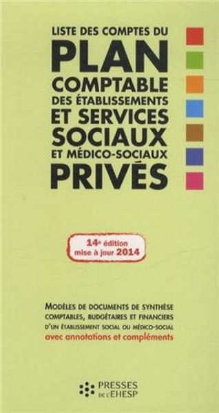 LISTE DES COMPTES DU PLAN COMPTABLE DES ETABLISSEMENTS ET SERVICES SOCIAUX ET MEDICO SOCIAUX PRIVES