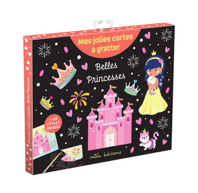BELLES PRINCESSES - MES JOLIES CARTES A GRATTER - POCHETTE AVEC 8 CARTES A GRATTER ET UN STYLET EN B