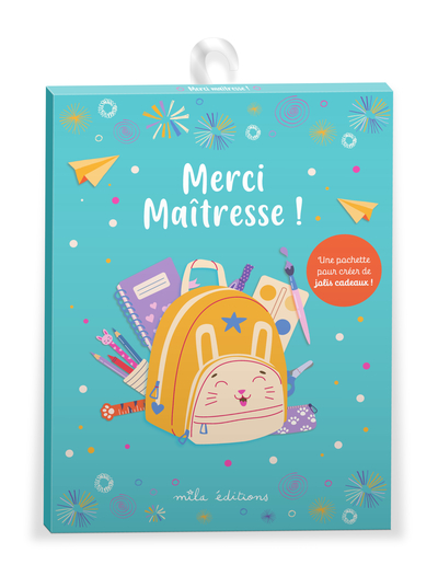 MERCI MAITRESSE ! UNE POCHETTE POUR CREER DE JOLIS CADEAUX - AVEC 3 LETTRES, 1 PLANCHE DAUTOCOLLANTS