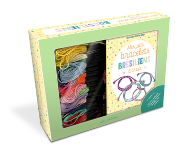 MES JOLIS BRACELETS BRESILIENS A CREER (COFFRET) - DES FILS DE DIFFERENTES COULEURS ET UN LIVRE EXPL