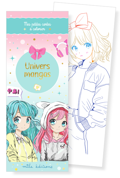 UNIVERS MANGAS - MES PETITES CARTES A COLORIER - 35 ILLUSTRATIONS A PERSONNALISER
