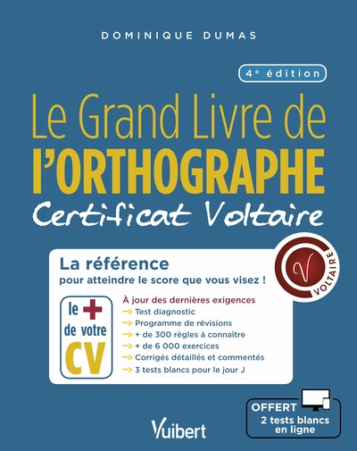 GRAND LIVRE DE L´ORTHOGRAPHE CERTIFICAT VOLTAIRE