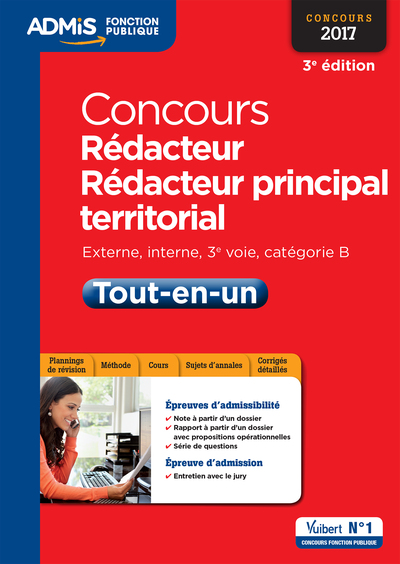 CONCOURS 2017 REDACTEUR ET REDACTEUR PRINCIPAL TERRITORIAL CAT B TOUT EN UN 3E ED. 2016