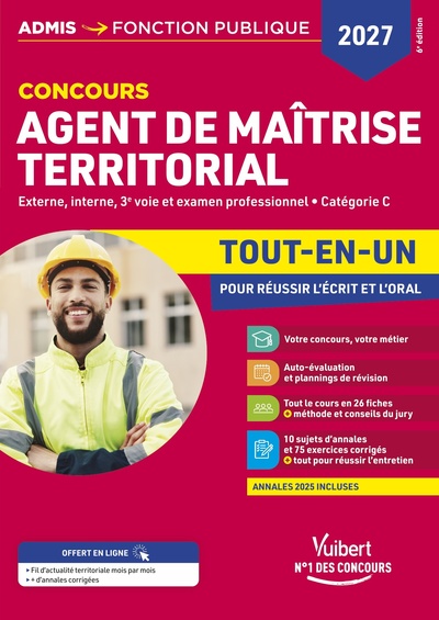 CONCOURS AGENT DE MAITRISE TERRITORIAL 2027 - TOUT-EN-UN - EXTERNE, INTERNE, 3E CONCOURS, EXAMEN PRO