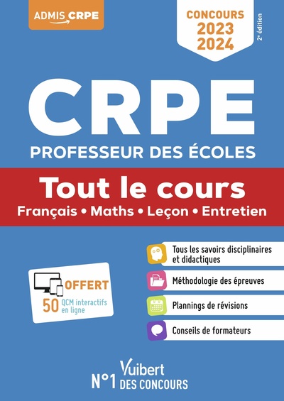 CRPE PROFESSEUR DES ECOLES 2023-2024 - TOUT LE COURS - ECRIT ET ORAL - CONCOURS PROFESSEUR DES EC