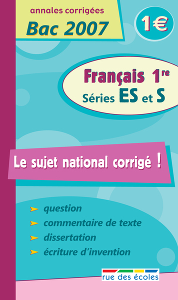 SUJET NATIONAL FRANCAIS 1RE SERIE ES ET S