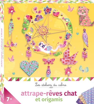 ATTRAPE-REVES CHAT ET ORIGAMIS - MINI-BOITE AVEC ACCESSOIRES