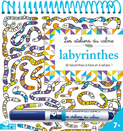 LABYRINTHES - BLOC A SPIRALE AVEC FEUTRE EFFACABLE