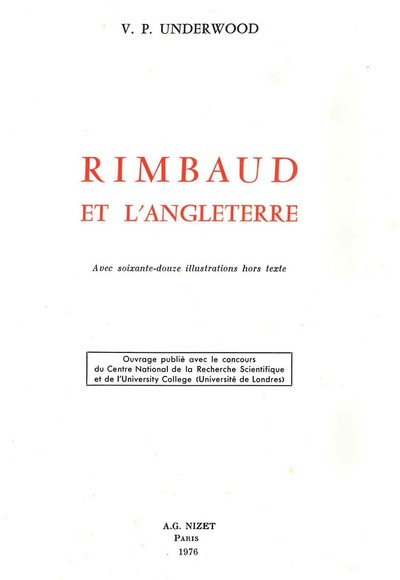 RIMBAUD ET L´ANGLETERRE