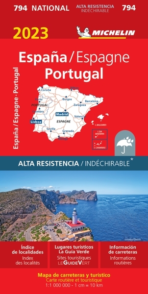 794 CARTE ESPAGNE, PORTUGAL 2023 - INDECHIRABLE MICHELIN