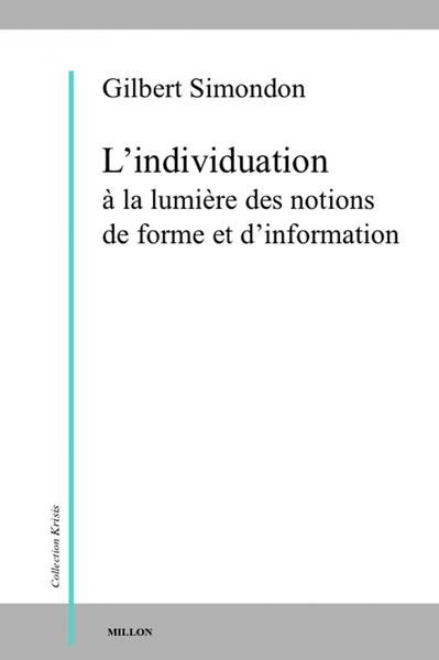 INDIVIDUATION A LA LUMIERE DES NOTIONS DE FORME... (L´)