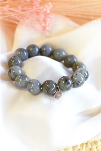 BRACELET LABRADORITE PERLES RONDES 14 MM