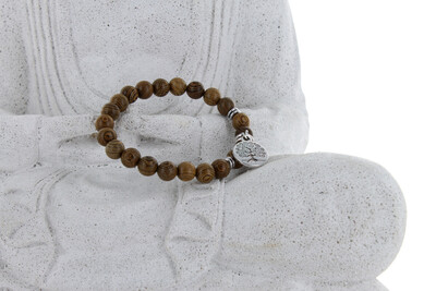 BRACELET BOIS ET CHARMS ARBRE DE VIE EN ALLIAGE DE ZINC