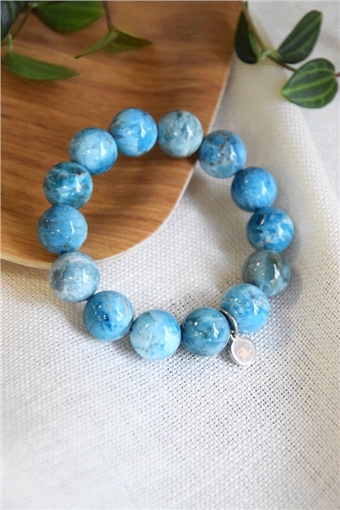 BRACELET APATITE PERLES RONDES 14 MM