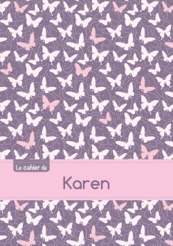 CAHIER DE KAREN - SEYES, 96P, A5 - PAPILLONS MAUVE