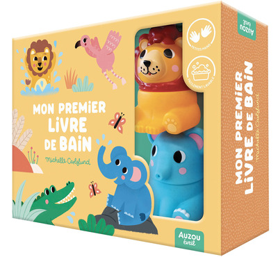 MON PREMIER LIVRE DE BAIN - DANS LA SAVANE - UN COFFRET AVEC 2 JOUETS DECLIPSABLES !