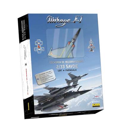 COFFRET MIRAGE F1 LIVRE + INSIGNE + CERTIFICAT + MAQUETTE METAL AU 1/72EME ESCADRON RECONN.2/33 SAVOIE