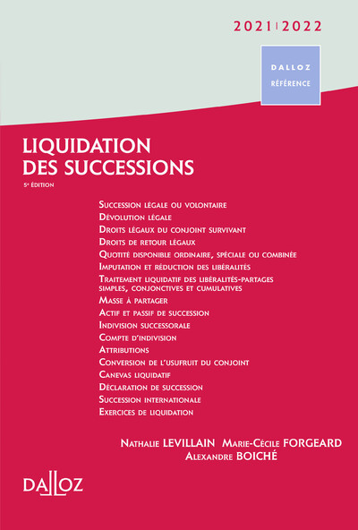 LIQUIDATION DES SUCCESSIONS 2021/22 - 5E ED.