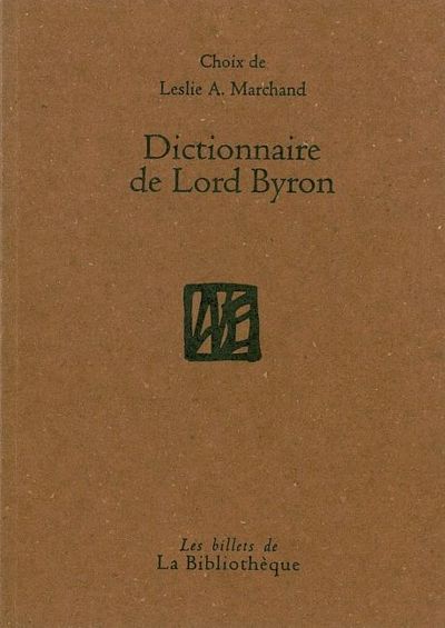 DICTIONNAIRE DE LORD BYRON