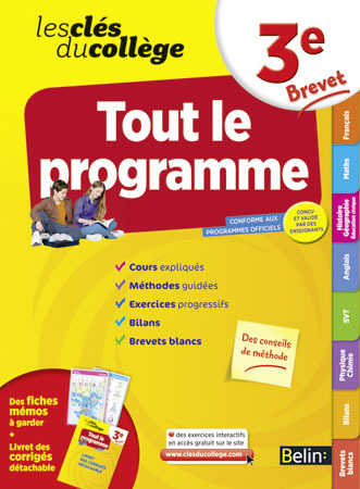 CLES DU COLLEGE TOUT LE PROGRAMME 3E