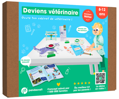 DEVIENS VETERINAIRE - KIT LUDO-EDUCATIF 8-12 ANS - OUVRE TA CLINIQUE VETERINAIRE ET PRENDS SOIN DE T