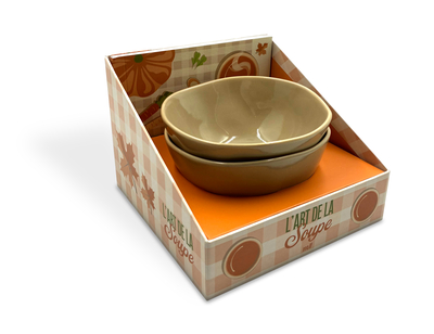 COFFRET - L´ART DE LA SOUPE - 2 BOLS ET UN LIVRE DE 30 RECETTES POUR REALISER DES SOUPES ET DES VELO