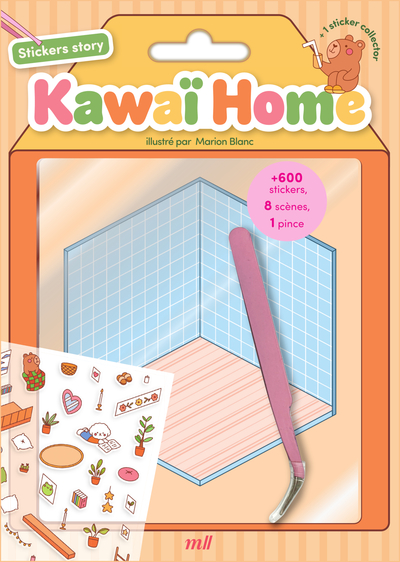 KAWAI HOME - 8 ADORABLES SCENES A COMPLETER - 600 STICKERS ET UNE PINCE INCLUS
