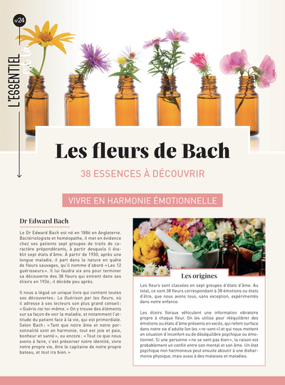 FLEURS DE BACH - 38 ESSENCES A DECOUVRIR, VIVRE EN HARMONIE EMOTIONNELLE