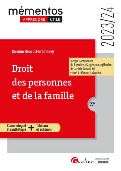 DROIT DES PERSONNES ET DE LA FAMILLE - COURS INTEGRAL ET SYNTHETIQUE - OUTILS PEDAGOGIQUES - INTEGRE