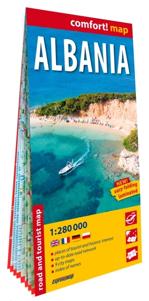 ALBANIE 1/280.000 (CARTE GRAND FORMAT LAMINEE). ALBANIA