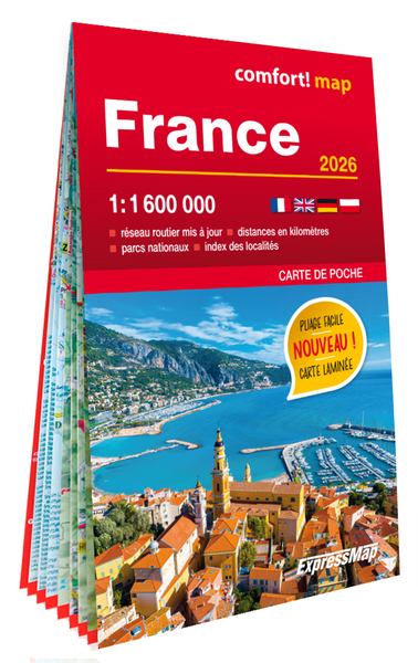 FRANCE 1/1.600.000 (CARTE POCHE FORMAT LAMINEE)