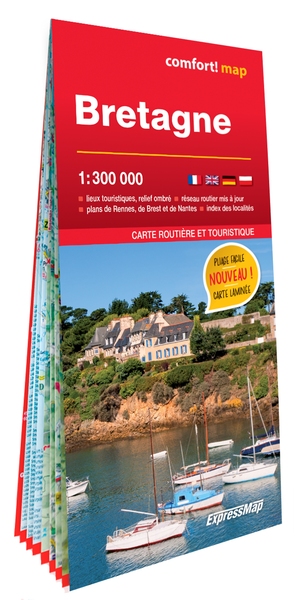 BRETAGNE 1/300.000 (CARTE GRAND FORMAT LAMINEE)