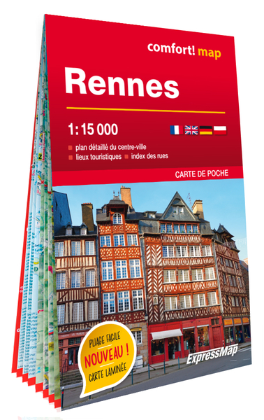 RENNES 1/15.000 (CARTE FORMAT POCHE LAMINEE - PLAN DE VILLE)