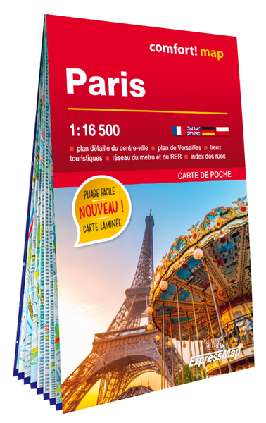 PARIS 1/16.500 (CARTE FORMAT POCHE LAMINEE - PLAN DE VILLE)