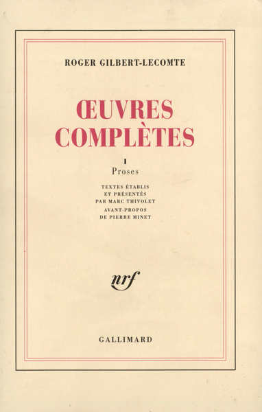 OEUVRES COMPLETES T1 - GILBERT LECOMTE