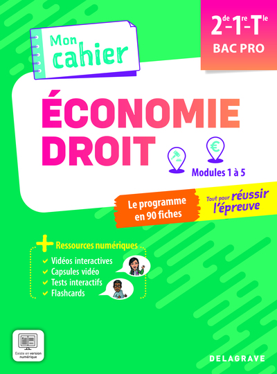 MON CAHIER D´ECONOMIE-DROIT 2DE, 1RE, TLE BAC PRO (2025) - POCHETTE ELEVE