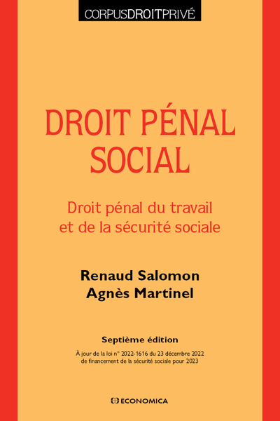 DROIT PENAL SOCIAL, 7E ED. - DROIT PENAL DU TRAVAIL ET DE LA SECURITE SOCIA