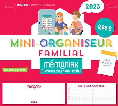 MINI ORGANISEUR FAMILIAL MEMONIAK, CALENDRIER FAMILIAL MENSUEL (SEPT. 2022- DEC. 2023)