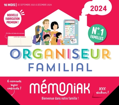 ORGANISEUR FAMILIAL MEMONIAK 2024, CALENDRIER ORGANISATION FAMILIAL MENSUEL (SEPT. 2023- DEC. 2024)