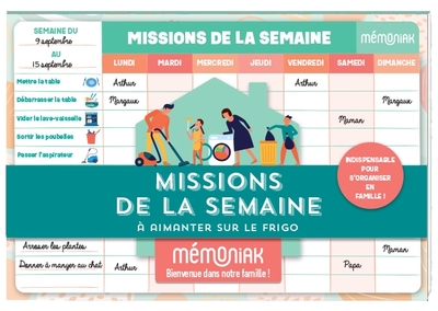 MISSIONS DE LA SEMAINE MEMONIAK - BLOC AIMANTE A COMPLETER