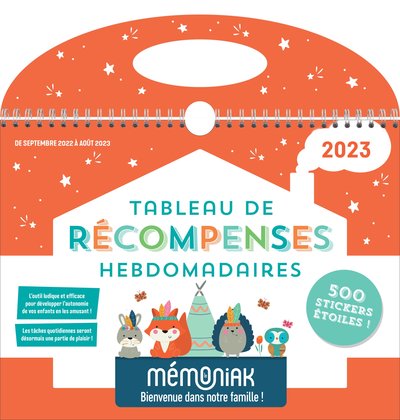 TABLEAU DE RECOMPENSES HEBDOMADAIRES MEMONIAK, MAX 3 ENFANTS A EMPORTER PARTOUT SEPT. 2022-AOUT 2023