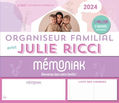 ORGANISEUR MEMONIAK AVEC JULIE RICCI, CALENDRIER MENSUEL (SEPT. 2023 - DEC. 2024)