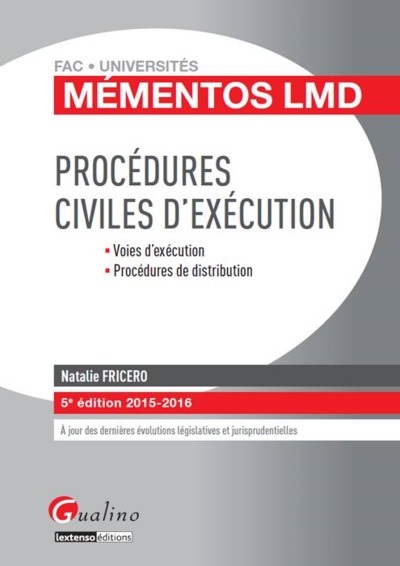 MEMENTOS LMD - PROCEDURES CIVILES D´EXECUTION 2015-2016, 5EME ED.