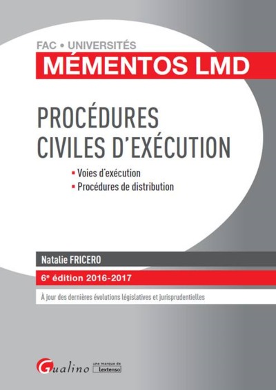 MEMENTOS LMD - PROCEDURES CIVILES D´EXECUTION 2016-2017, 6EME ED.