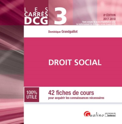 DCG 3 - DROIT SOCIAL 8EME EDITION - 42 FICHES DE COURS POUR ACQUERIR LES CONNAISSANCES NECESSAIRES