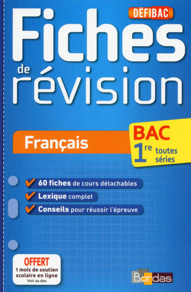 DEFIBAC FICHES DE REVISION FRANCAIS 1RE TOUTES SERIES
