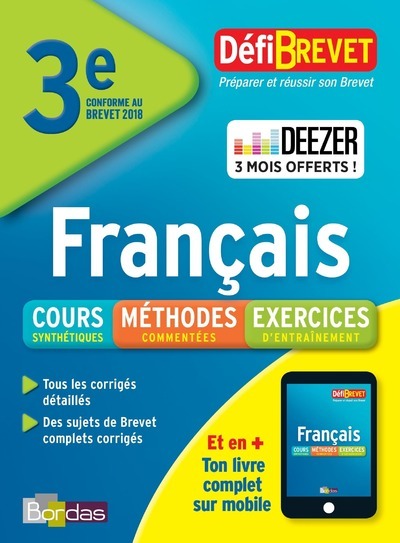 DEFIBREVET COURS METHODES EXERCICES FRANCAIS BREVET 3EME