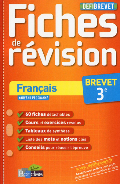 DEFIBREVET FICHES REVISION FRANCAIS 3E